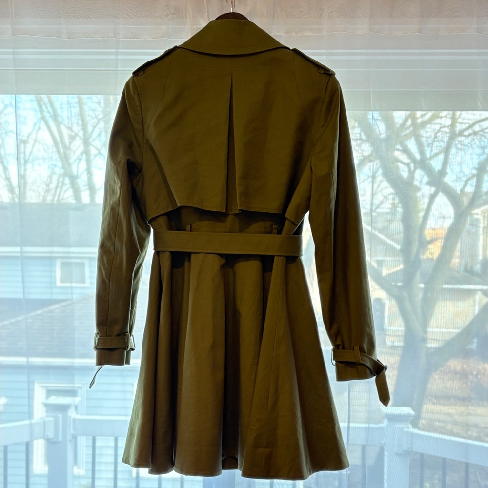 Olive Green Double-Breasted Ted Baker Trench Coat - Picture 2 of 5